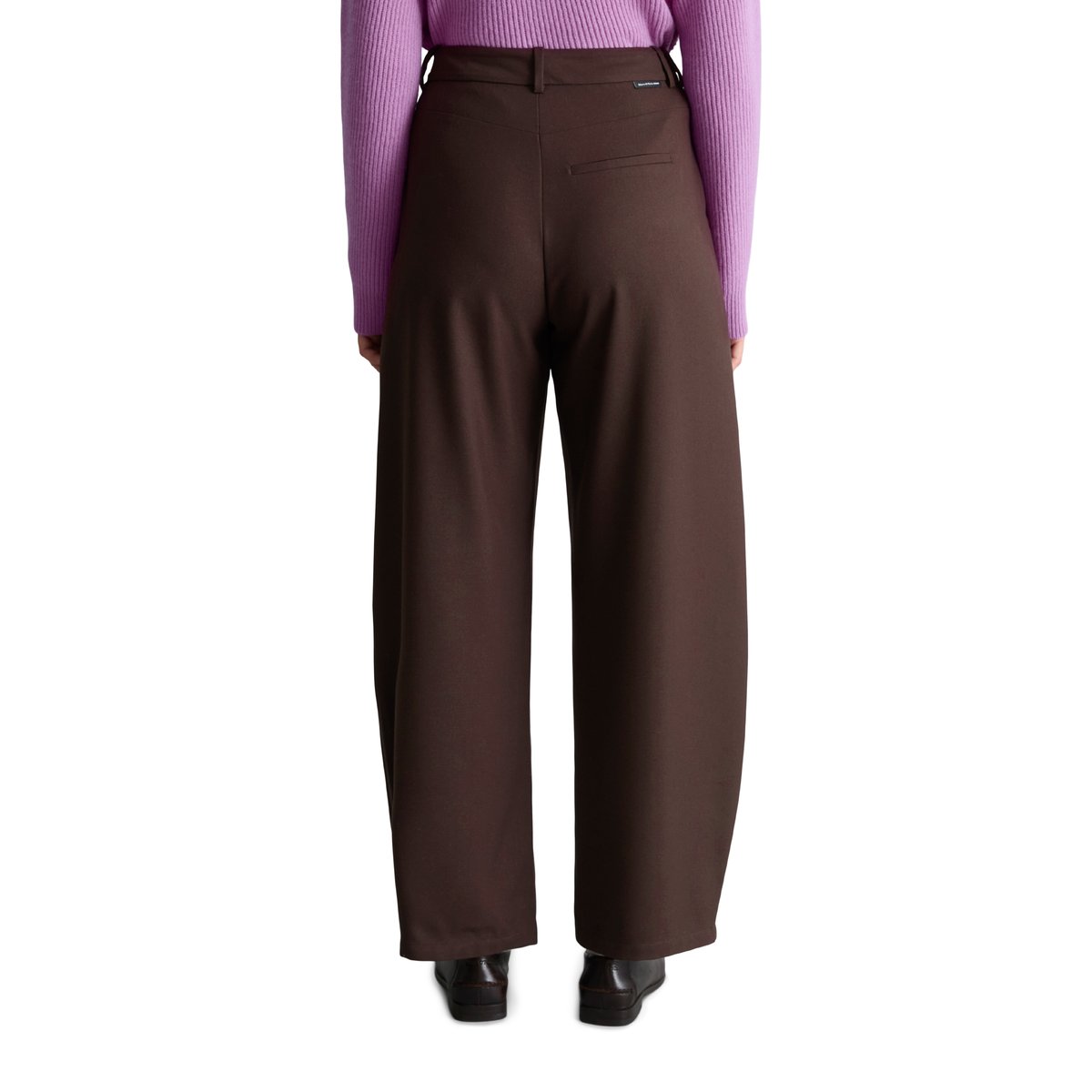 Pantalon en sergé large en mélange polyester-viscose marron, MARC O’POLO DENIM