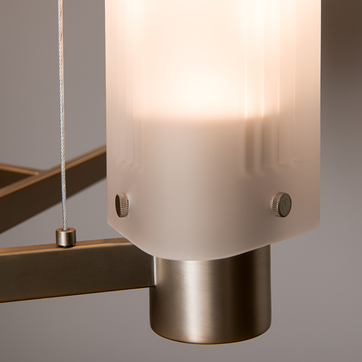 Strozzi Glass and Steel Pendant Lamp, Designed By Emmanuel Gallina champagne, EMMANUEL GALLINA X AM.PM