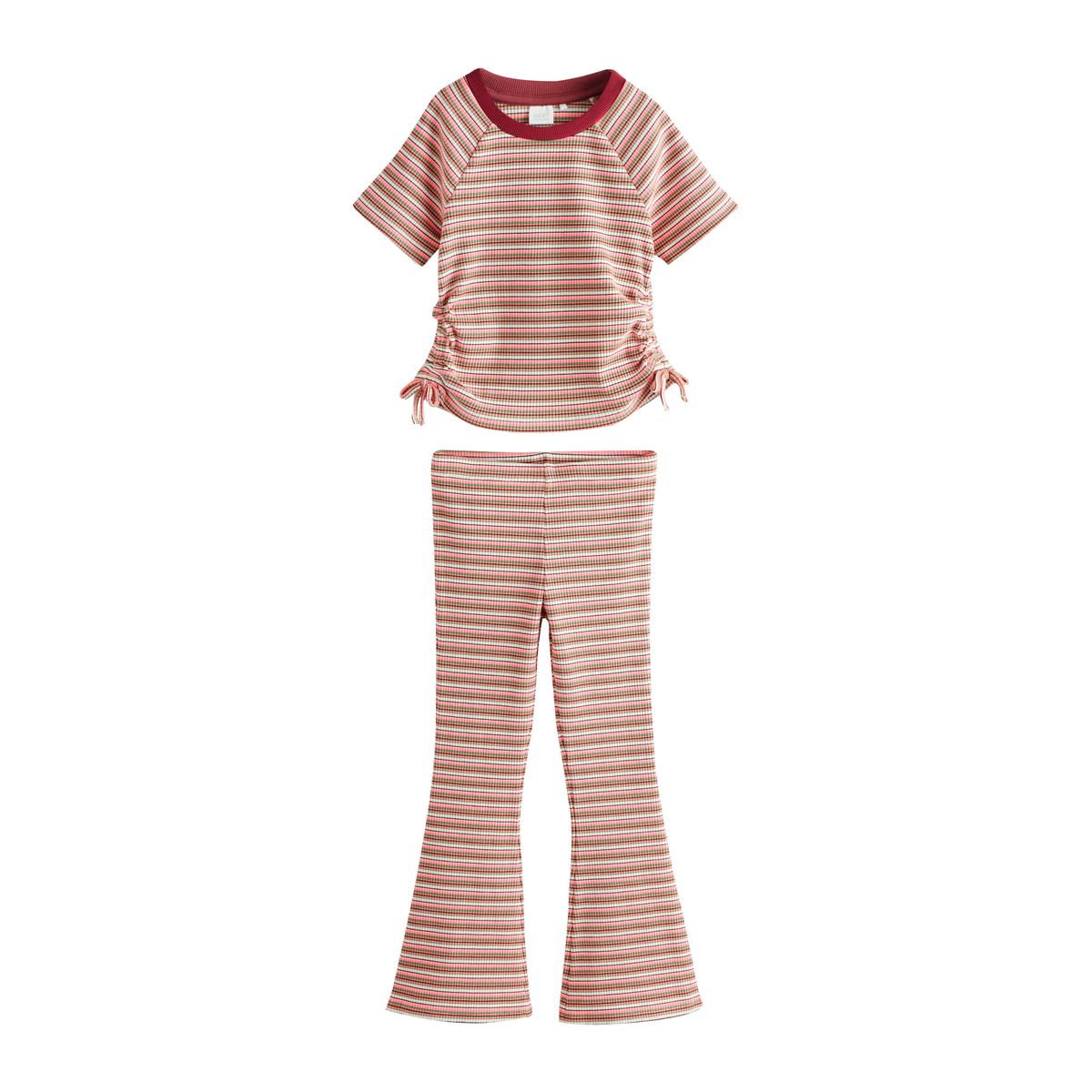 Ensemble t-shirt et pantalon kickflare rayures roses multiples, NEXT