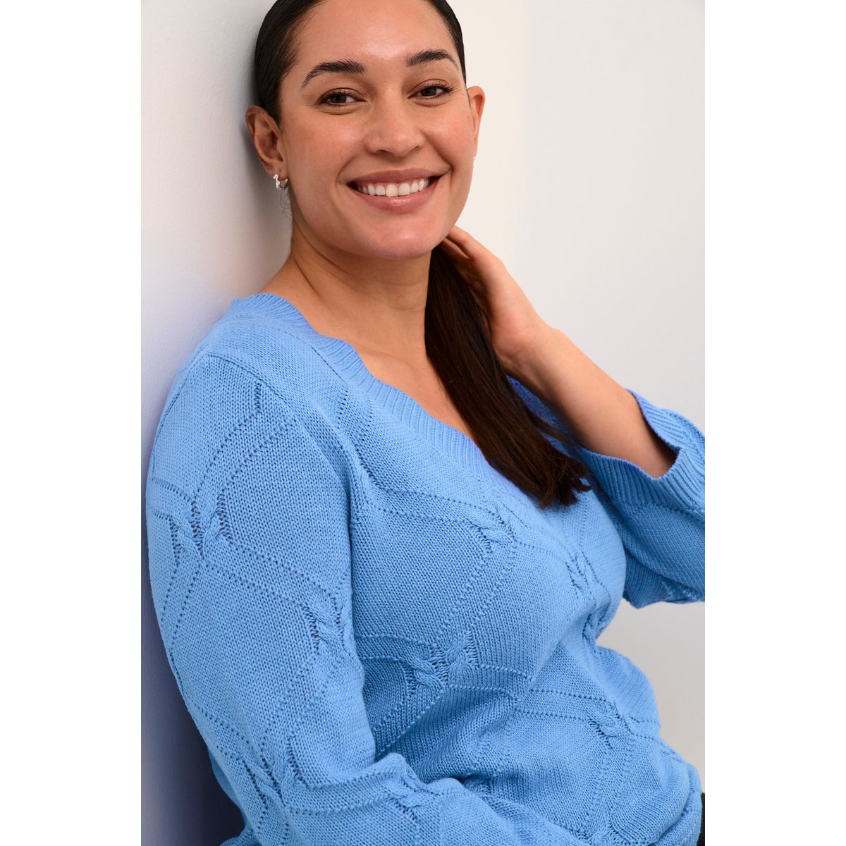 Knitted pullover bleu ebb and flow, KAFFE CURVE