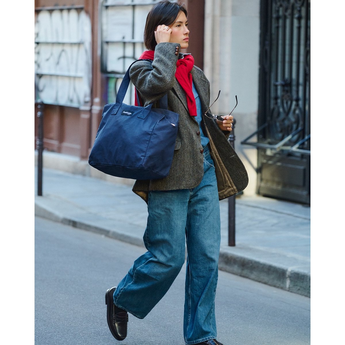 Sac 24heures en coton enduit zippé CÉLESTINS bleu enduit, RIVEDROITE