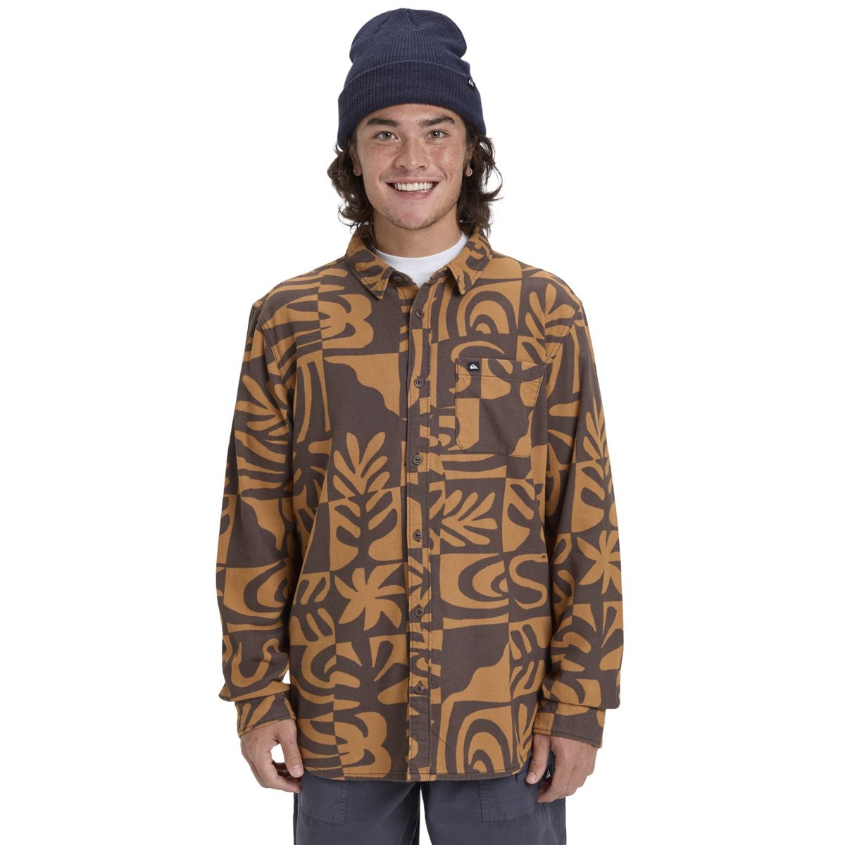 Chemise manches longues MOTHERFLY PRINTED marron almond desert checker, QUIKSILVER