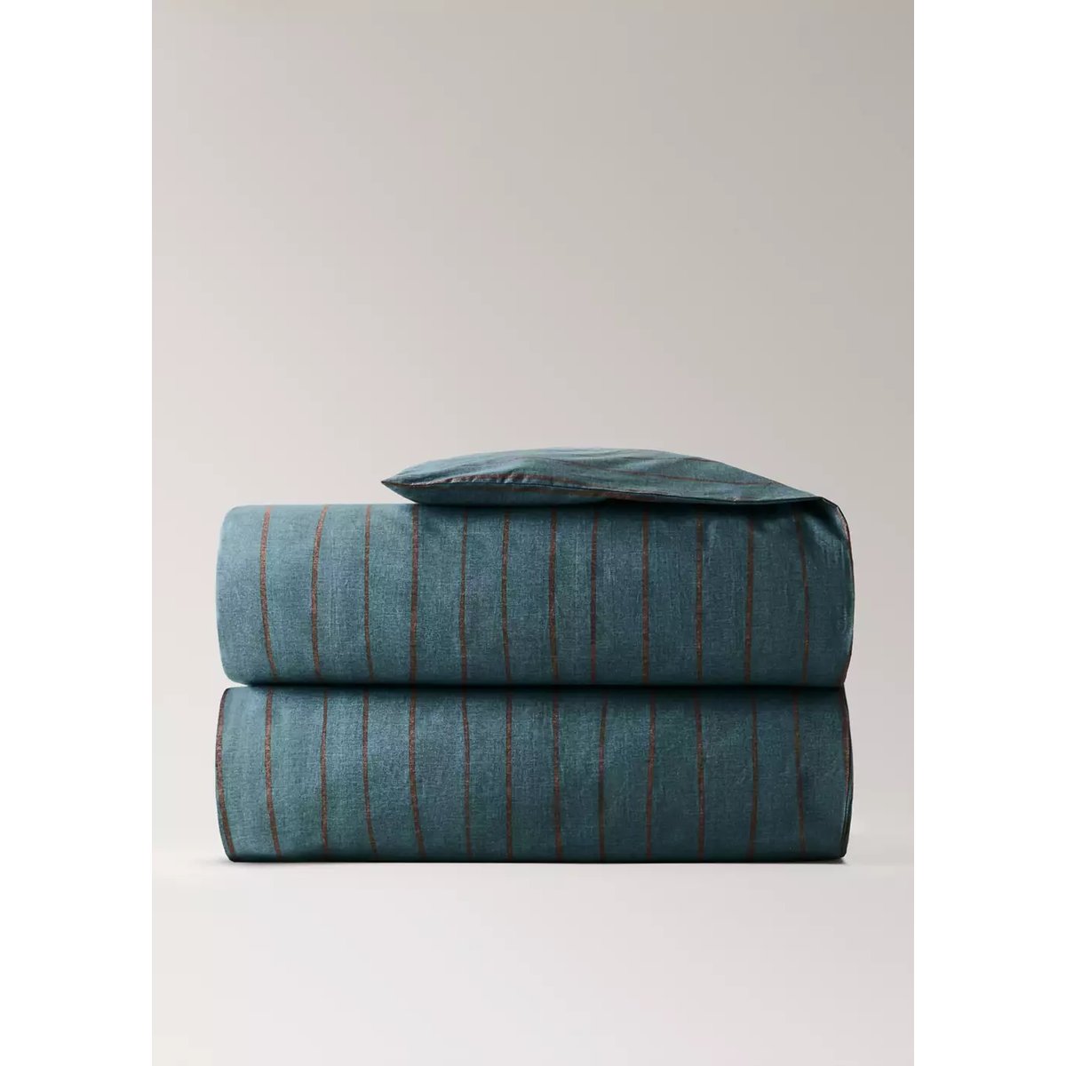 Housse de couette 100 % coton rayures Lit 150/160 cm bleu pétrole, MANGO HOME