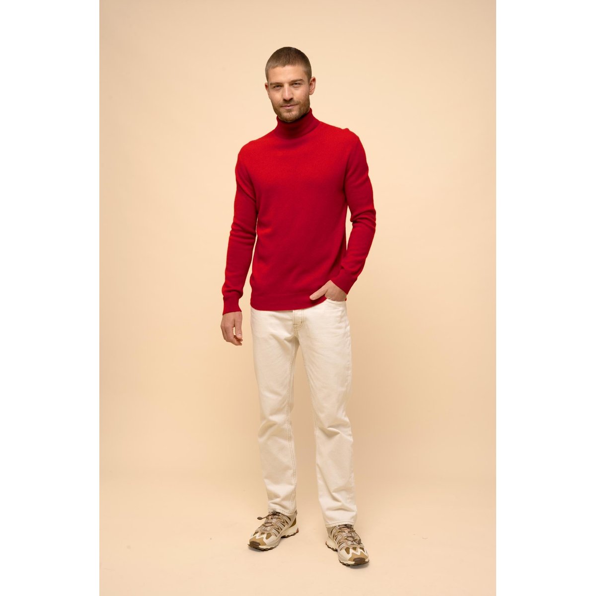Pull Col Roulé Rouge Connor rouge, JUST CASHMERE