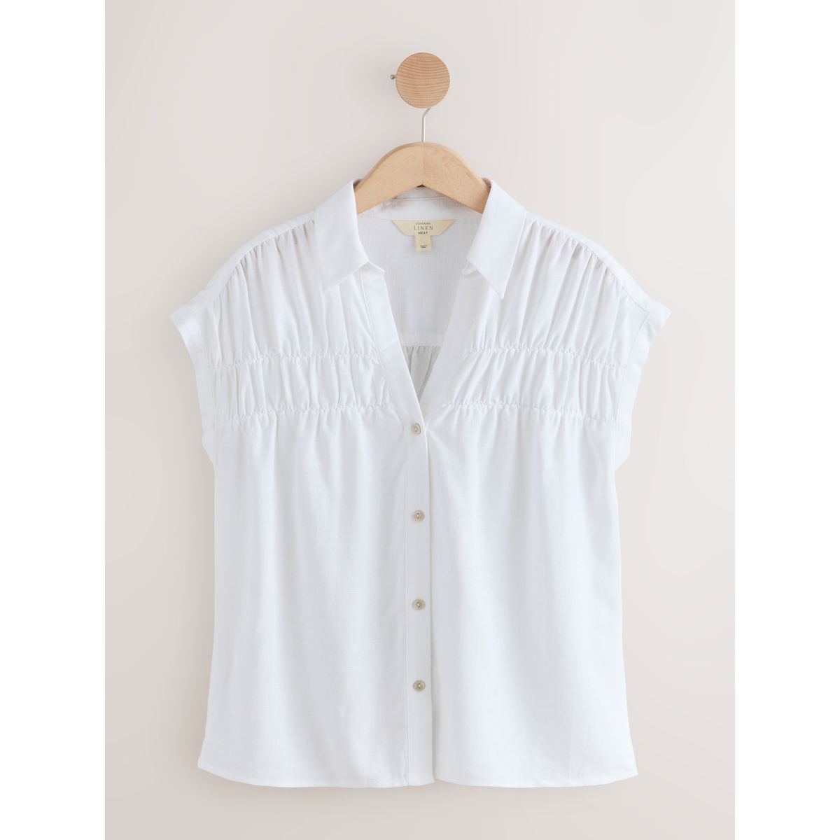 Chemise manches courtes contenant du lin blanc, NEXT