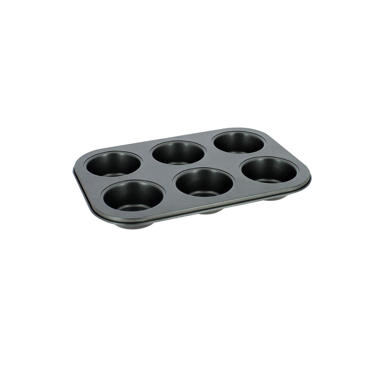 Plaque à 6 muffins en acier carbone, AMANDINE noir, MENASTYL