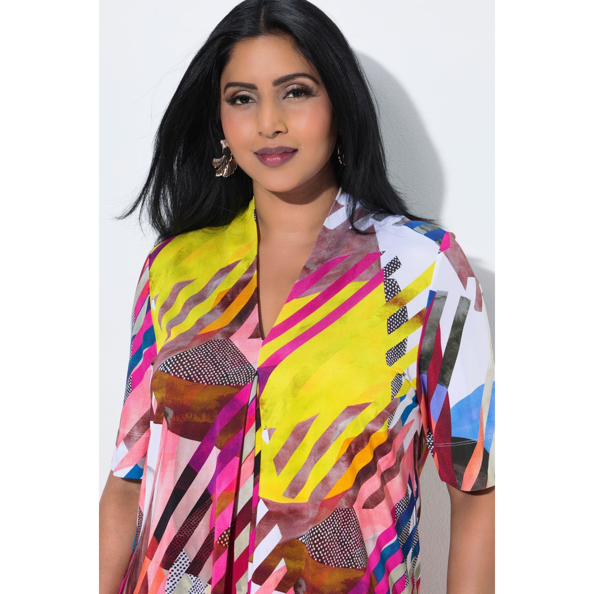 T-shirt rayé au tombé fluide rose vif fuchsia, ULLA POPKEN