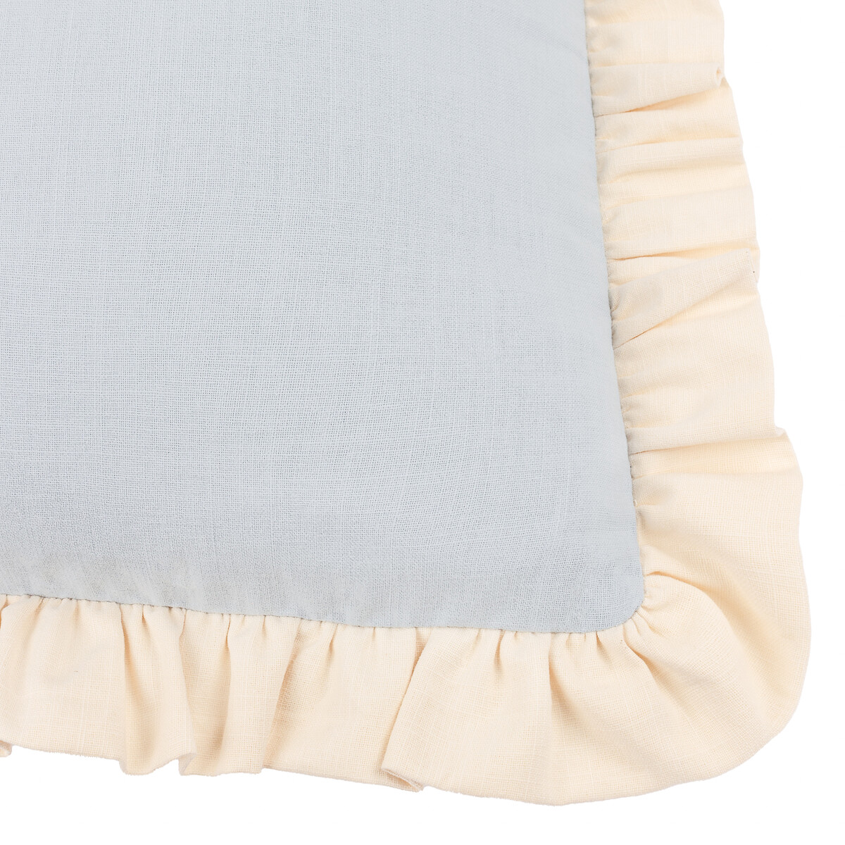 Effie 100% Cotton Ruffle Filled Cushion light blue, WYLDER
