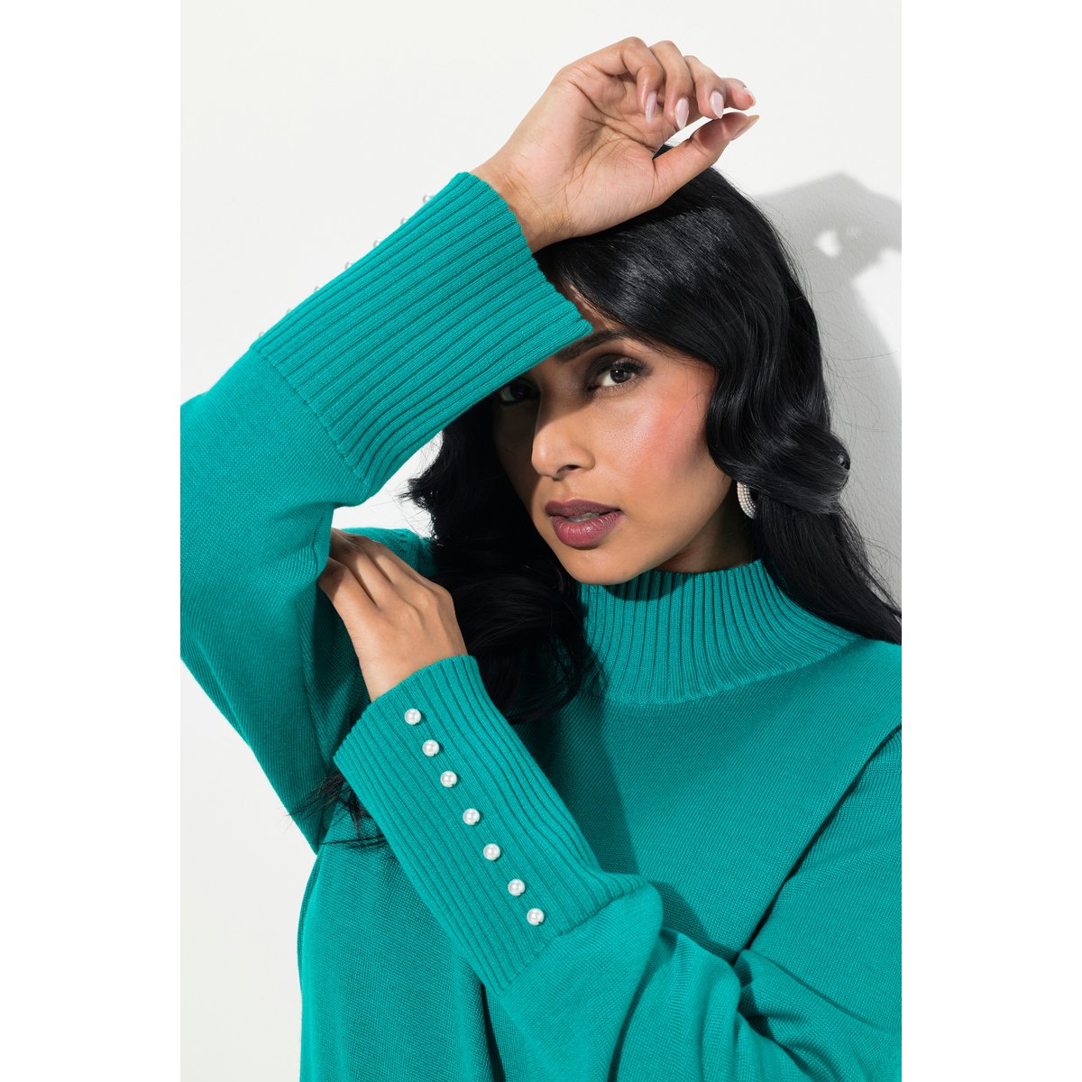 Pull en soie et laine vert bleu, ULLA POPKEN