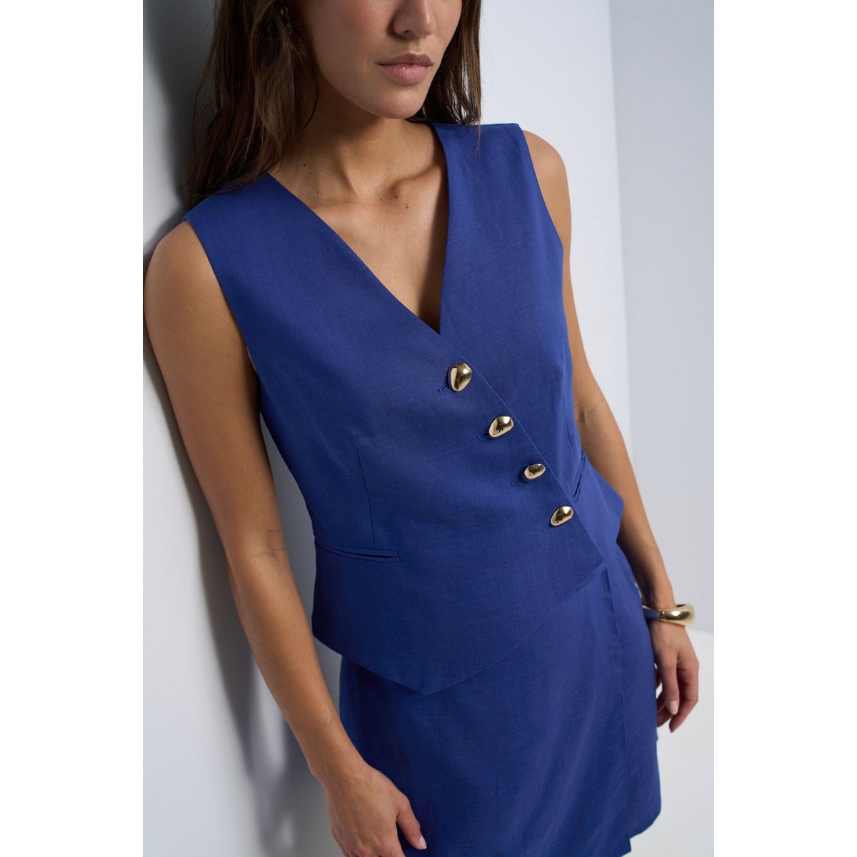 GILET EN LIGHTDENIM AVEC LIN bleu, SALSA JEANS