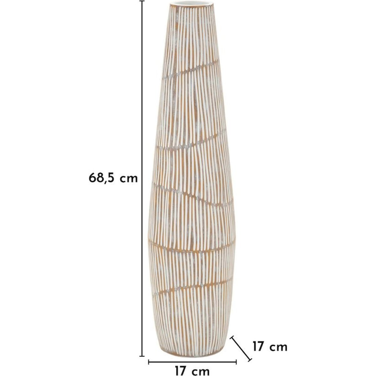 Vase élancé lignes verticales effet vieilli MODERN blanc patiné, RECOLLECTION