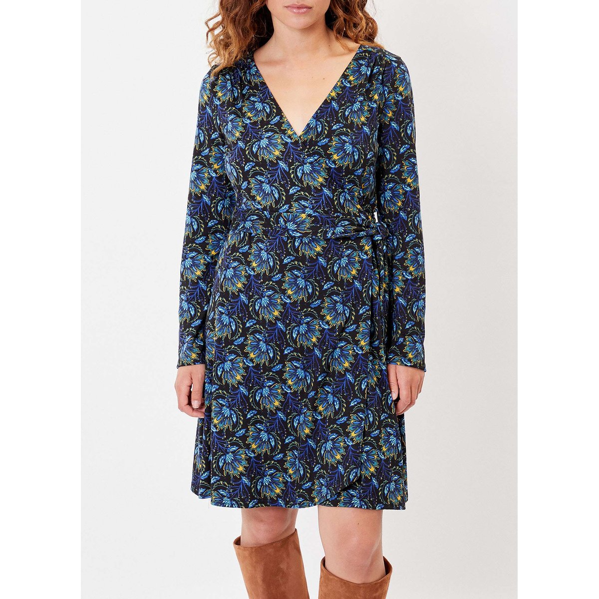 Robe portefeuille imprimée maille jersey BALINA noir vallanes, LA FIANCÉE