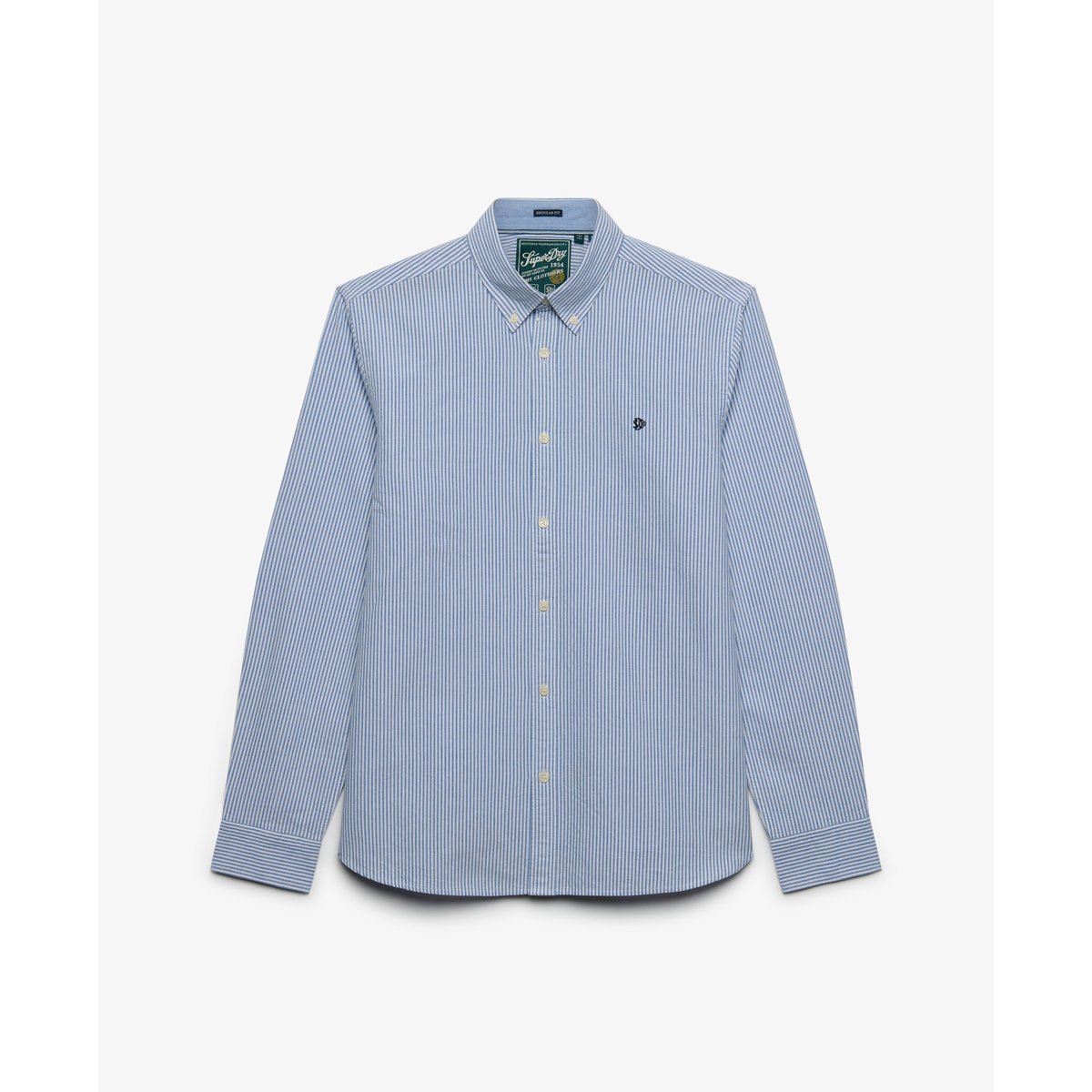 Chemise Oxford Preppy Manches Longues Coupe Décontractée mini rayures bleu azur, SUPERDRY