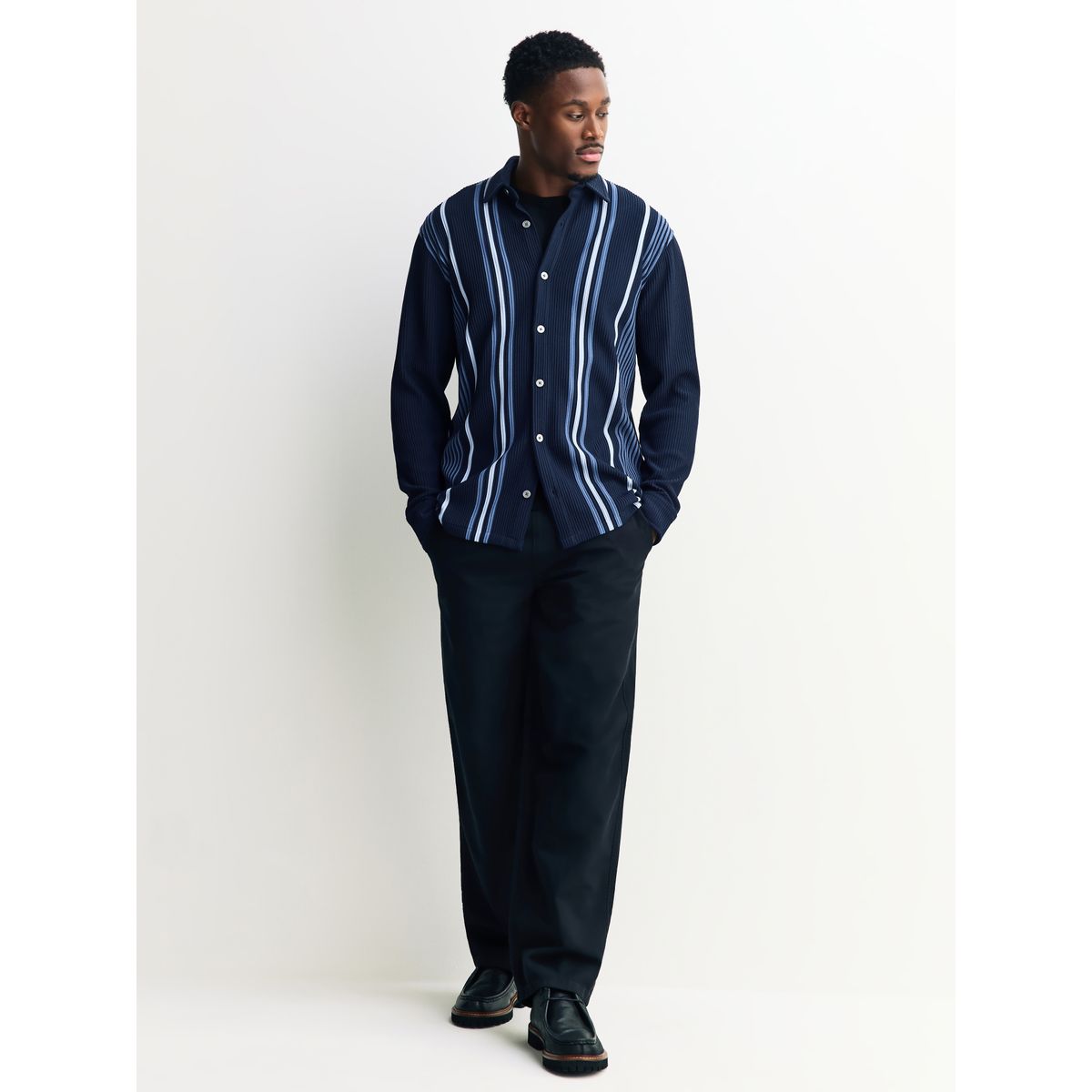 Chemise jersey à manches courtes et rayures bleu marine / blanc, NEXT
