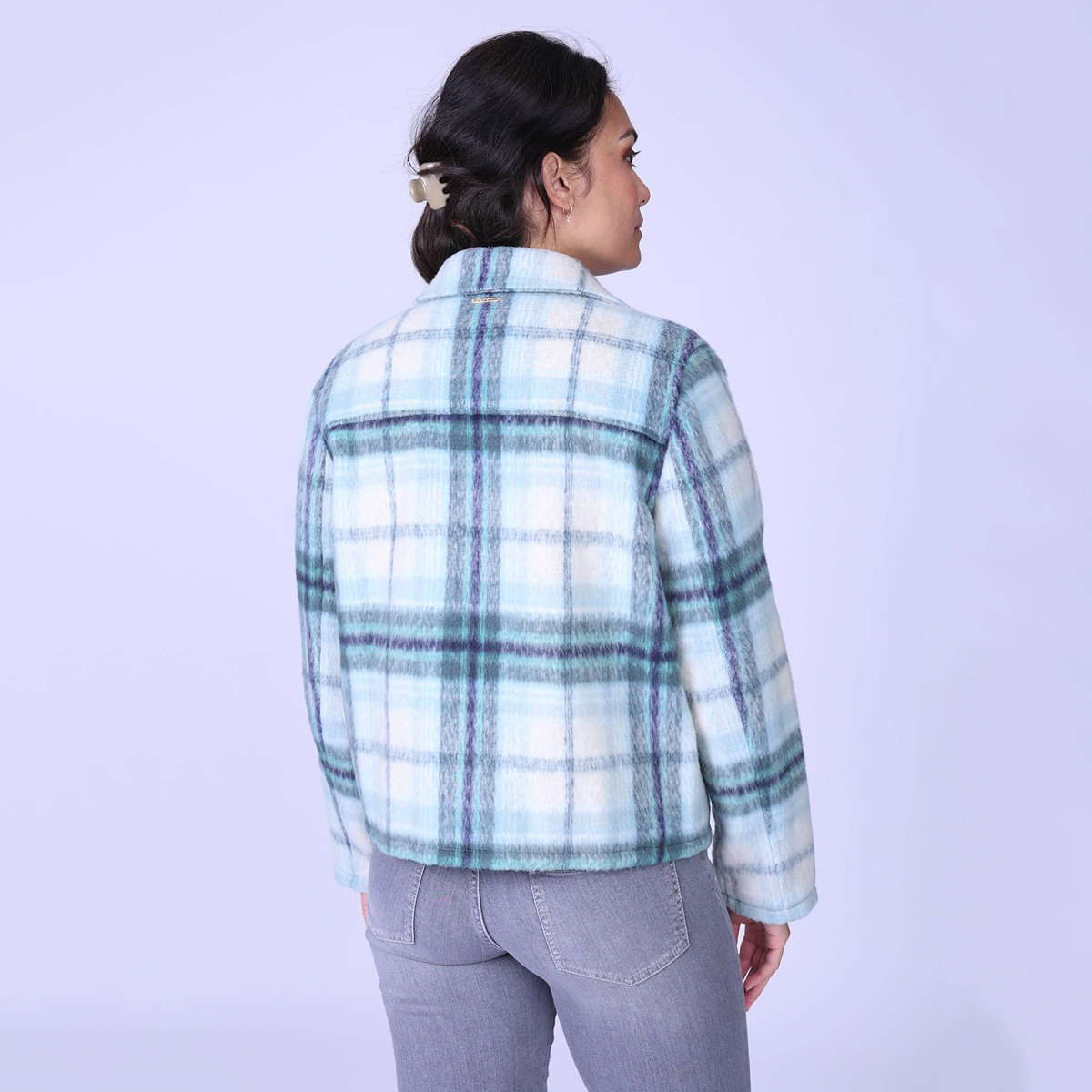 Veste à carreaux bleu turquoise, MISE AU GREEN