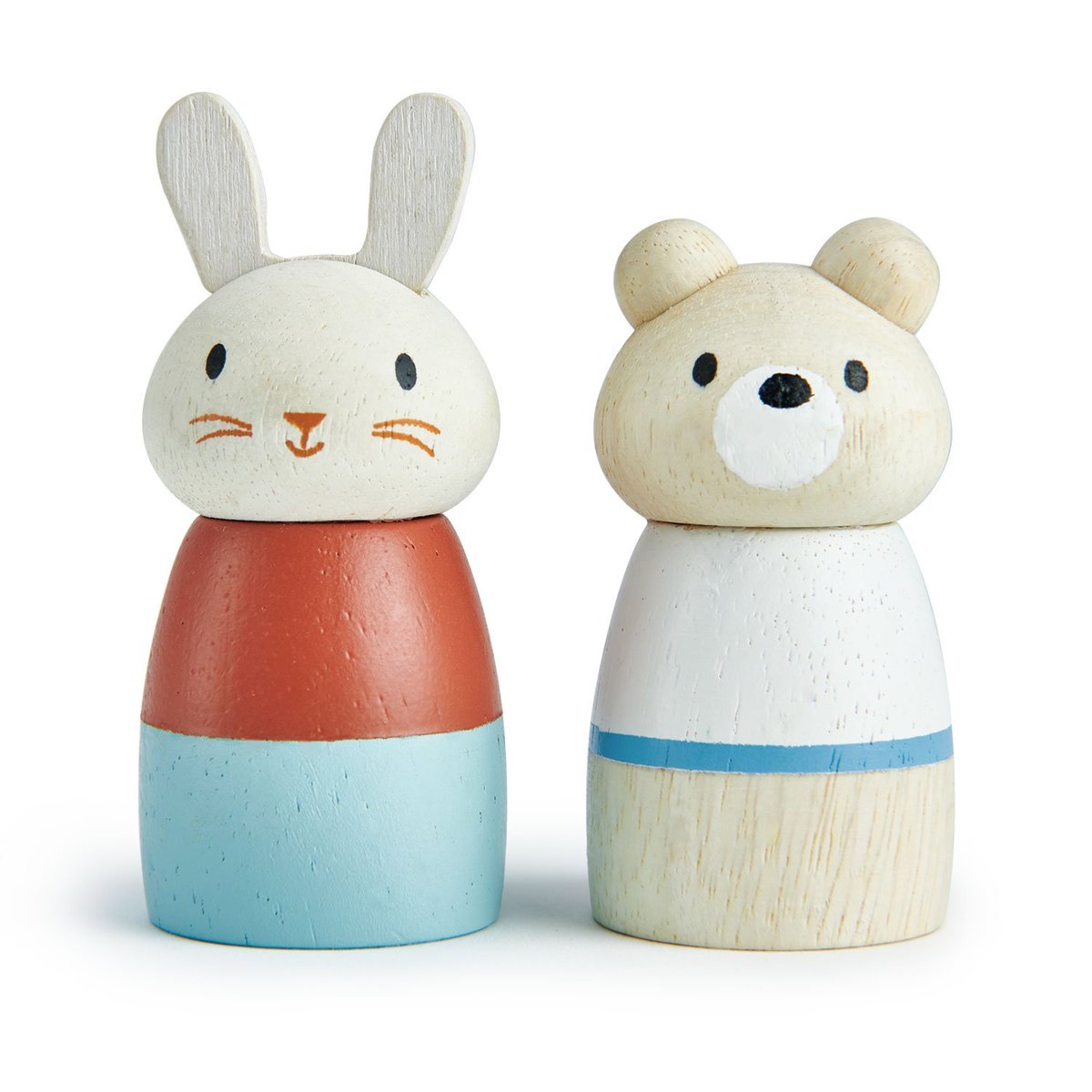 Bateau en bois bleu, beige, rouge, TENDER LEAF TOYS