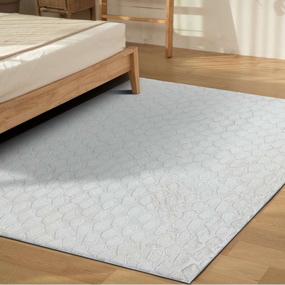 Tapis salon à relief extra-doux SEVENTY blanc, touch, THE DECO FACTORY