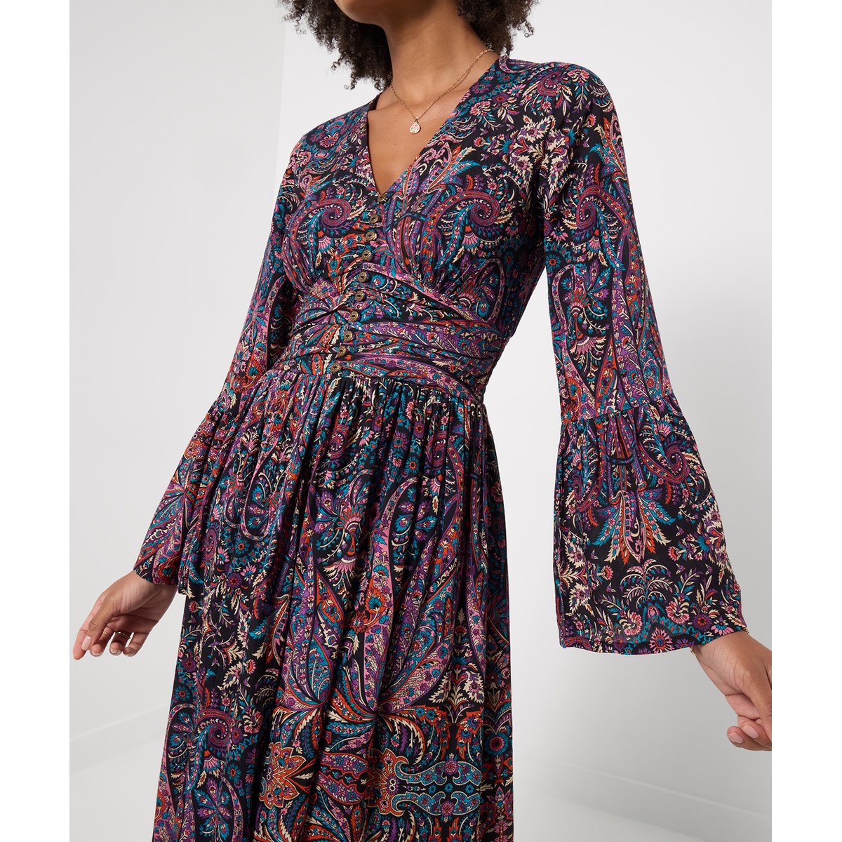 Robe Longue à Manches Longues Motif Cachemire noir, JOE BROWNS