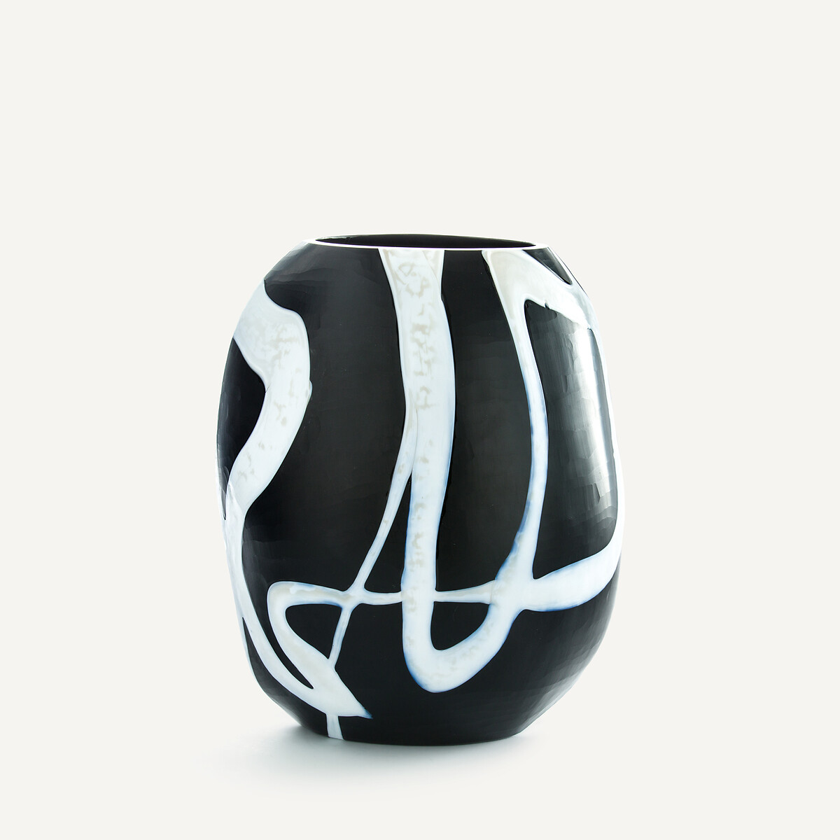 Vase en verre soufflé à la bouche, H26,5 cm, Neza noir/blanc, AM.PM