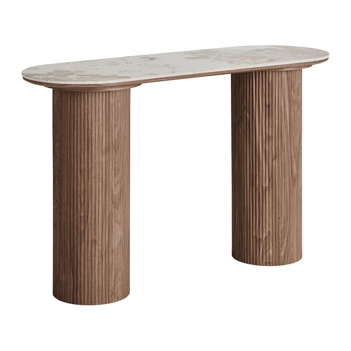 Console plateau effet marbre, LYSA bois / blanc, LISA DESIGN