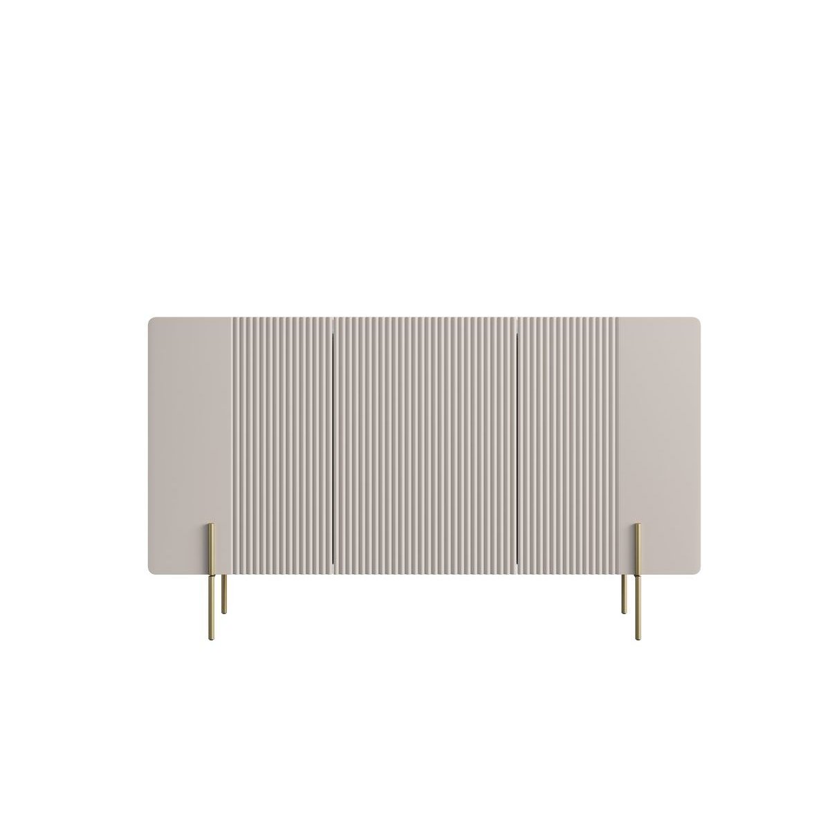 Buffet bas en panneaux de particules et MDF 4 portes 150 cm, MATHILDE beige, BOBOCHIC