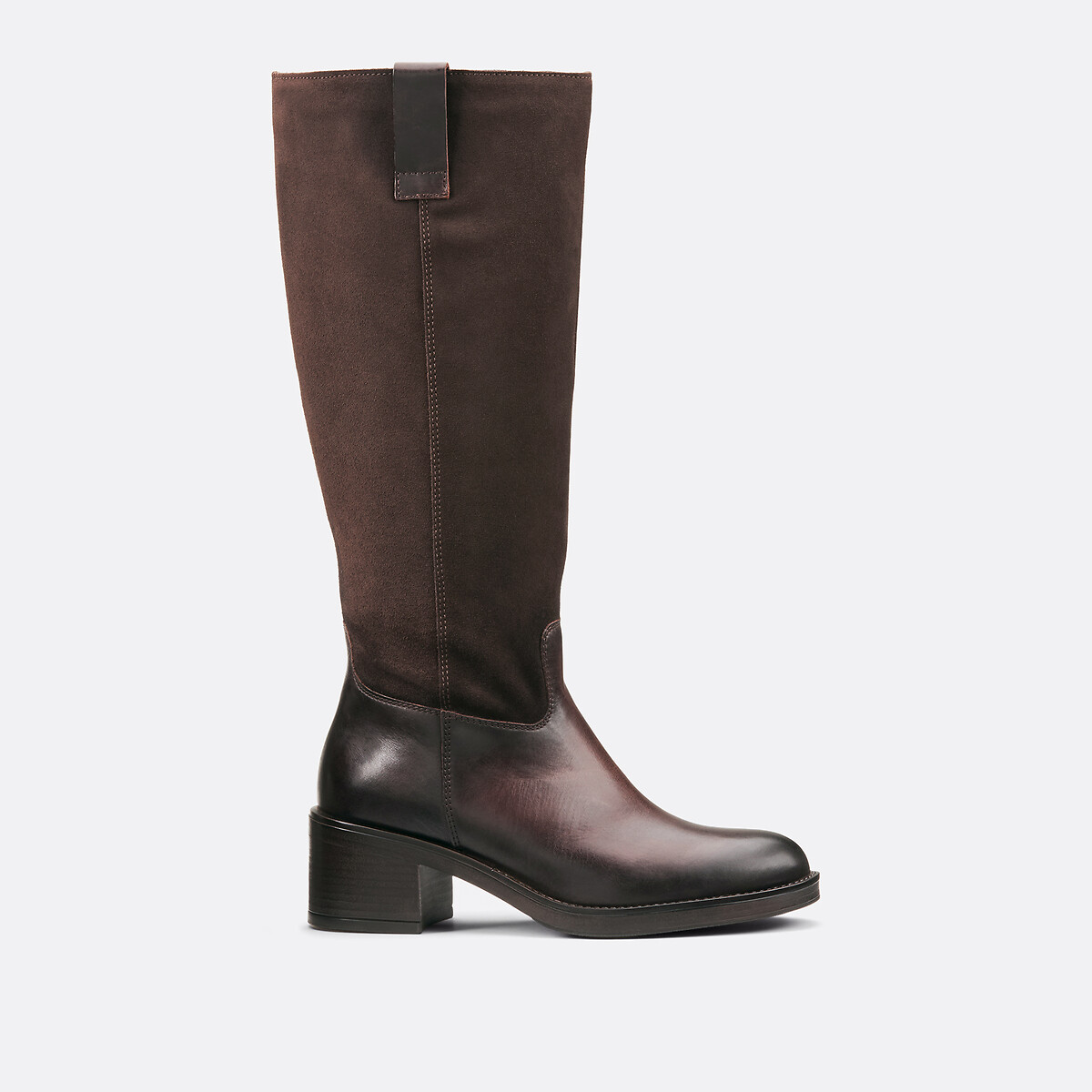 Bottes en cuir bi-matière Claire marron, JONAK