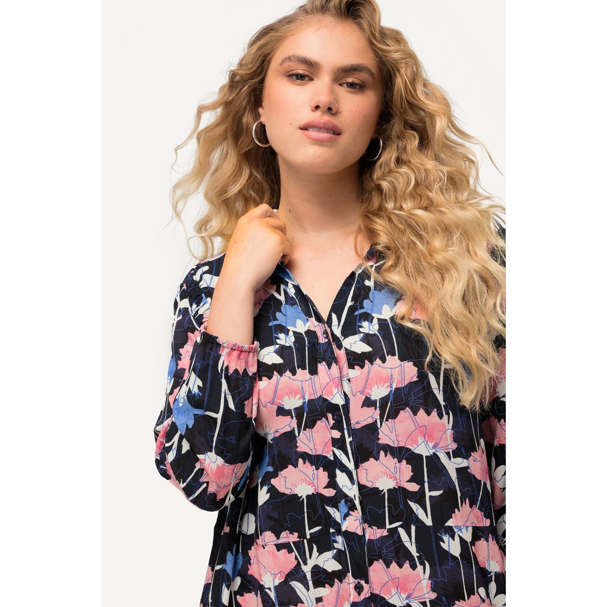 Robe midi à manches longues marine, ULLA POPKEN