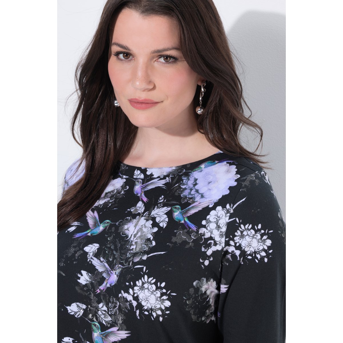 T-shirt en coton Pima noir, ULLA POPKEN