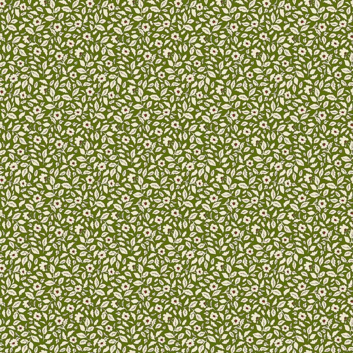 Papier peint Farandole fleurie vert, beige, JOULES