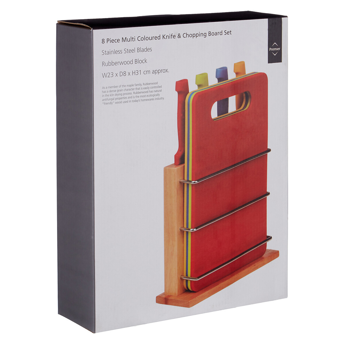 Set of 4 Chopping Boards with Wood Stand brown, SO'HOME