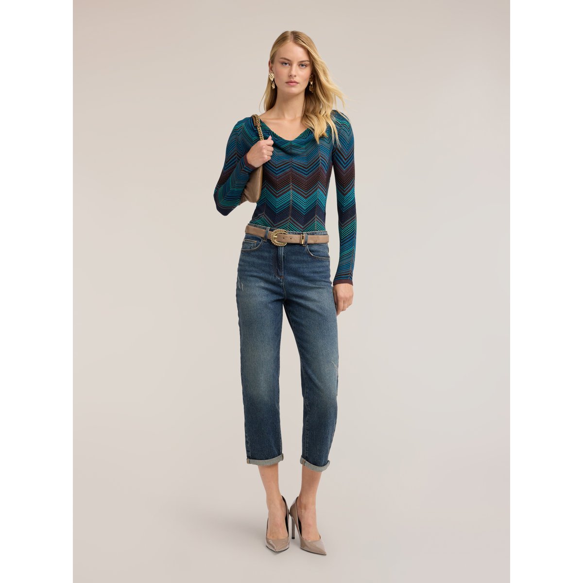 Pull jacquard petrol blue, MOTIVI