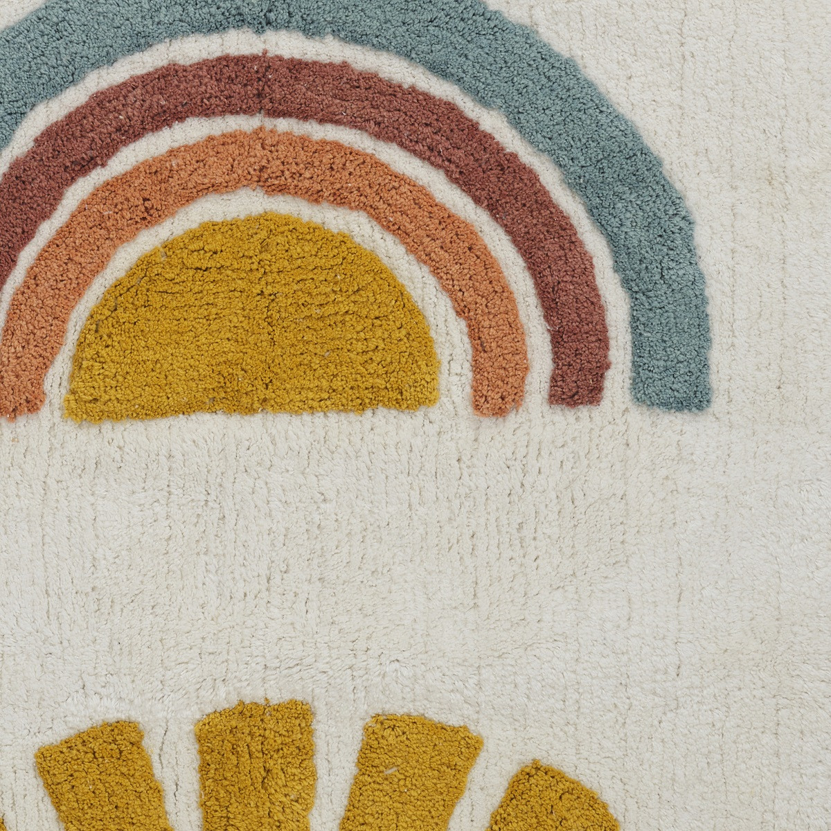 Tapis déco enfant en coton tufté SUNNY blanc, GUY LEVASSEUR