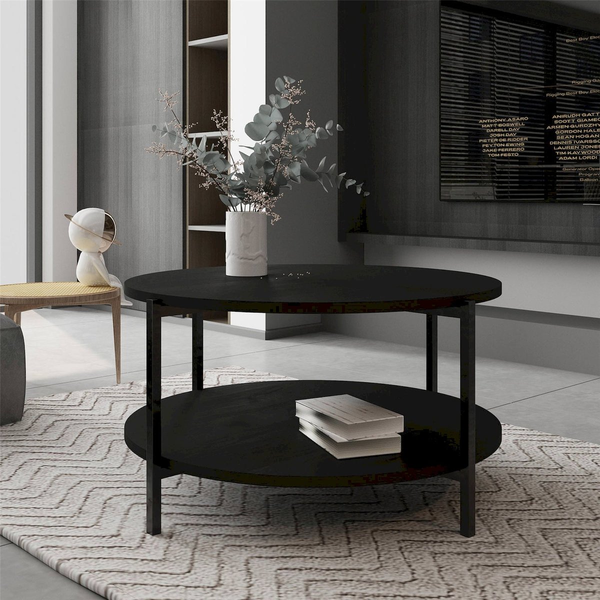 Table basse ronde double plateau collection TAVELL cachemire, RECOLLECTION