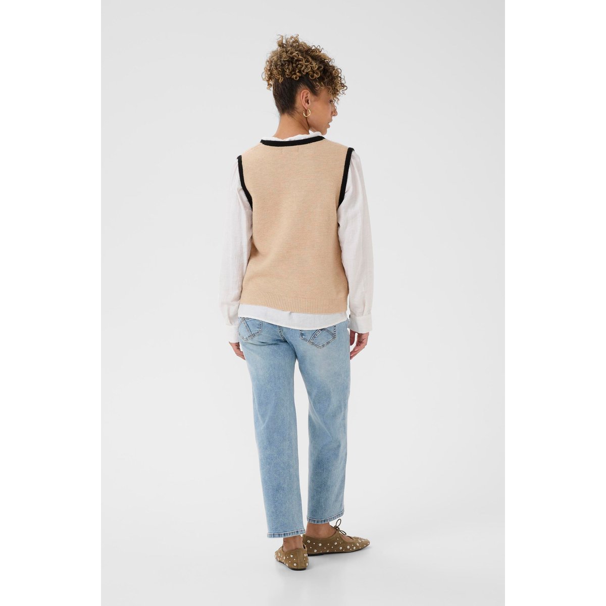 Manteau tricoté beige oat melange, CREAM