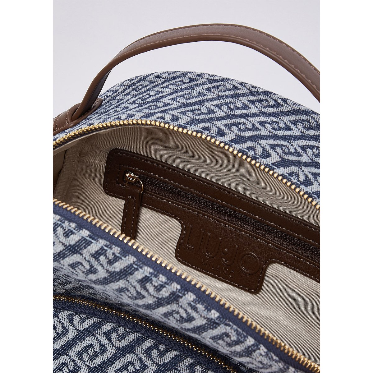 Sac à dos monogramme en denim denim bleu, LIU JO