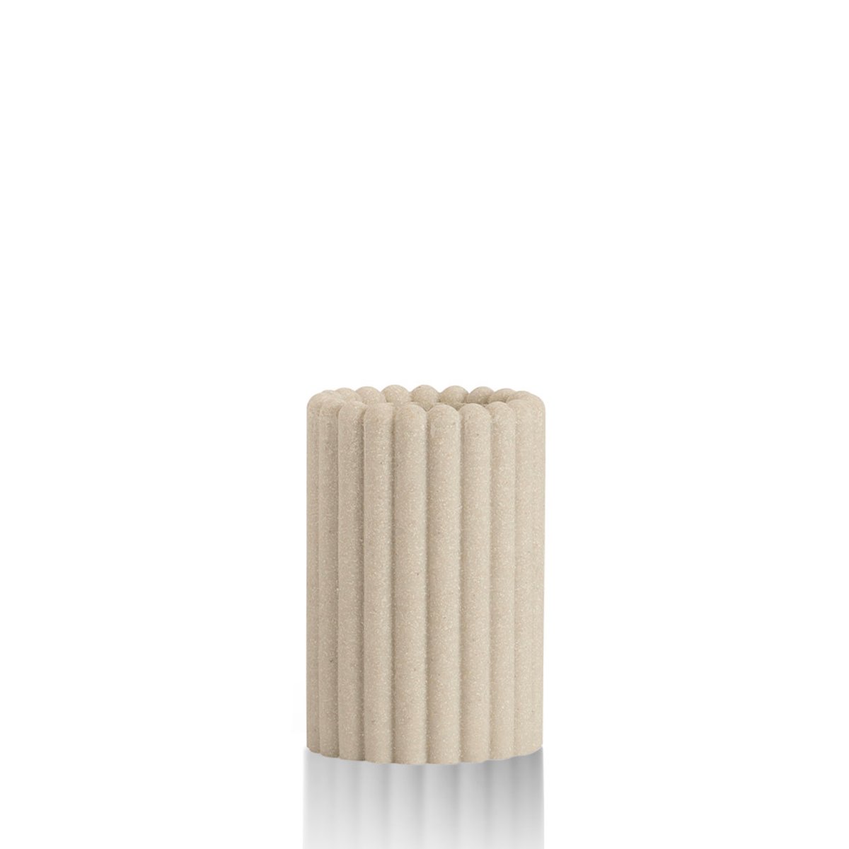 Pot brosse à dents résine beige LUGANO beige, MAISON AUBERTIN