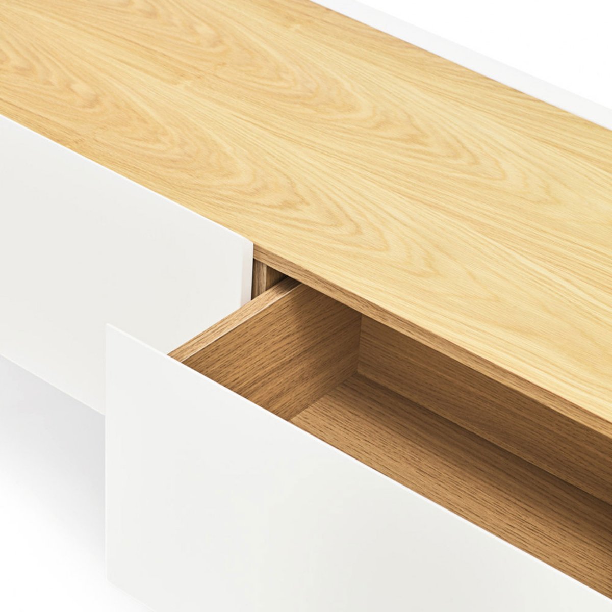 Meuble TV en bois 1 porte 2 tiroirs L180cm- ARISTA blanc, TEULAT