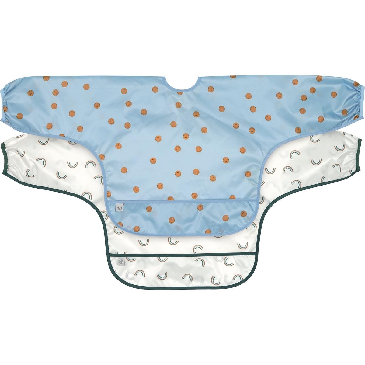 Lot de 2 bavoirs bleu, marron, LASSIG