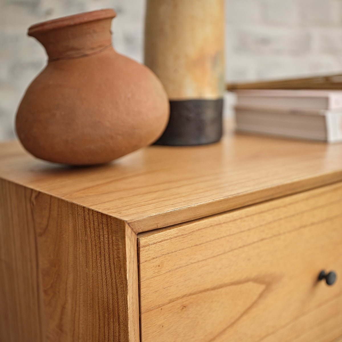 Armoire 1 porte et 5 tiroirs en bois massif PIA naturel, BERAH GETAH