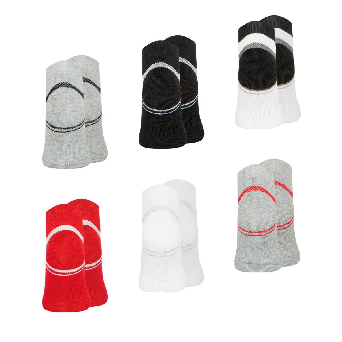 Chaussettes basses, lot de 6 paires, SPORT blanc/gris/rouge/noir, WILSON
