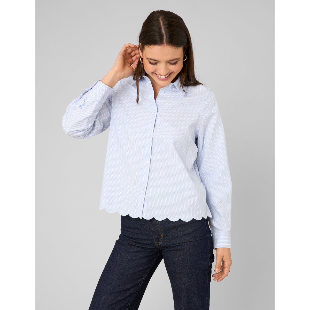 Chemise rayée festonnée lila, BZB