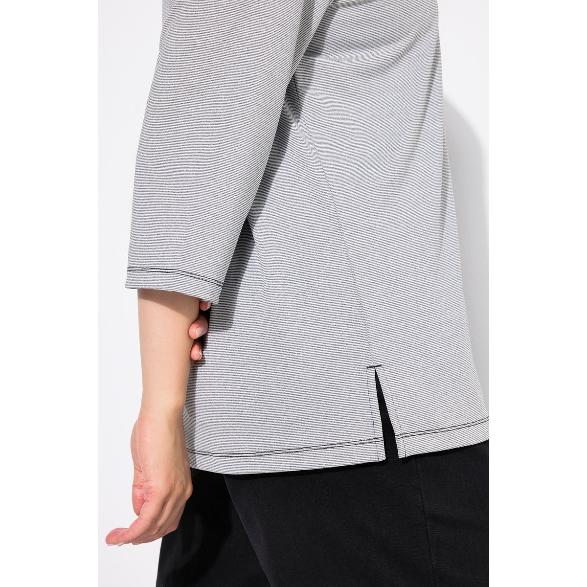 T-shirt avec surpiqûres gris graphite, ULLA POPKEN