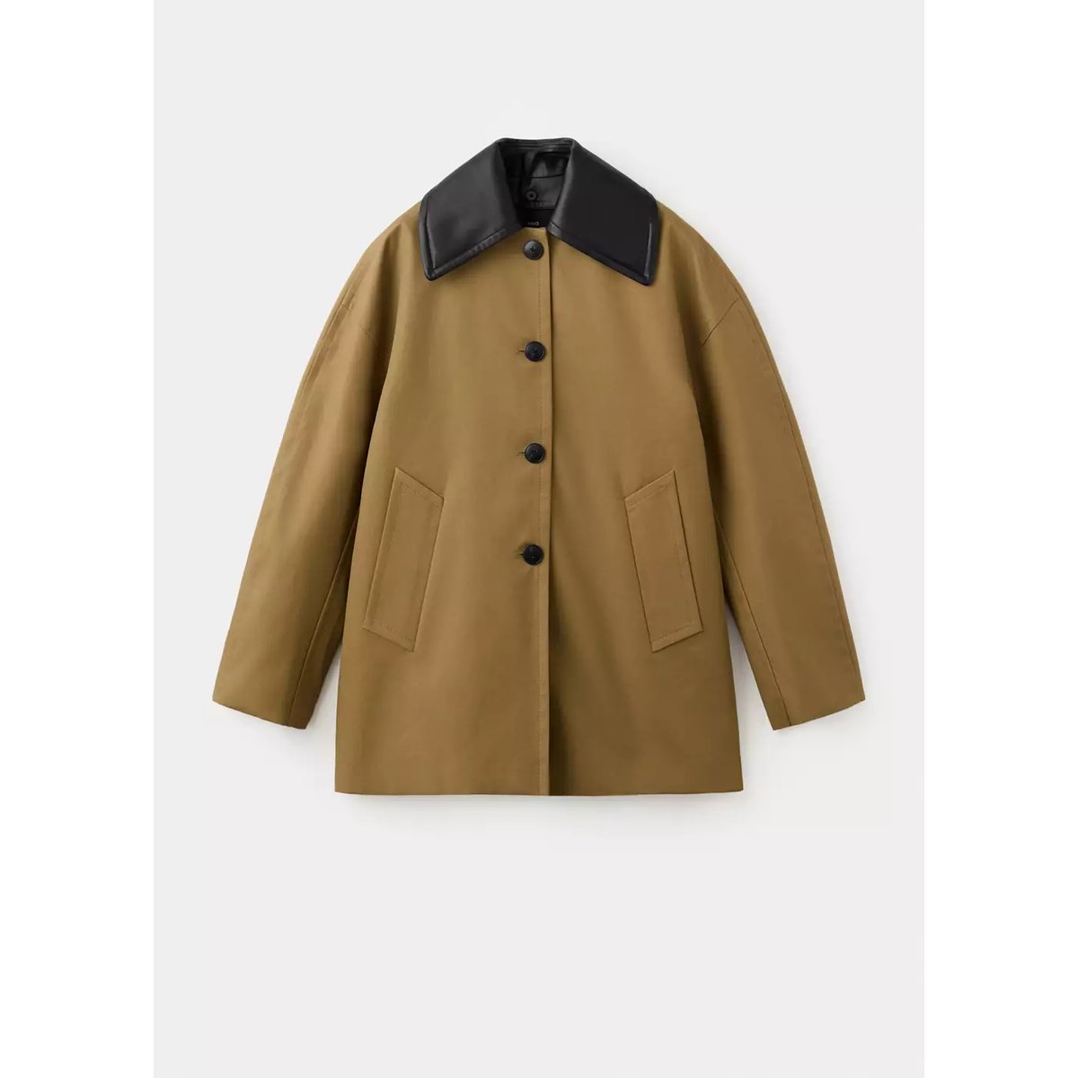 Trench col en cuir synthétique marron moyen, MANGO