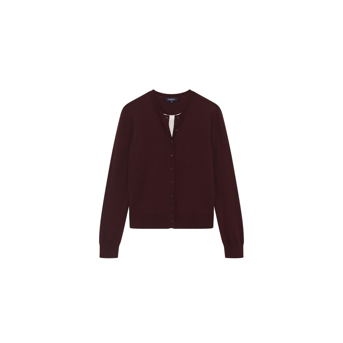 Pull droit col rond MADELINA bordeaux, CAROLL
