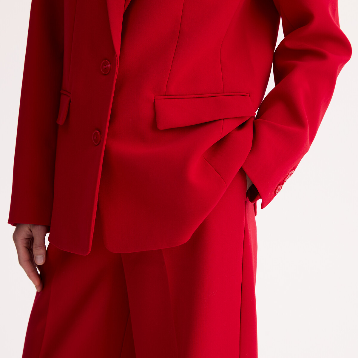 Blazer coupe droite fluide et stretch rouge, ANNE WEYBURN