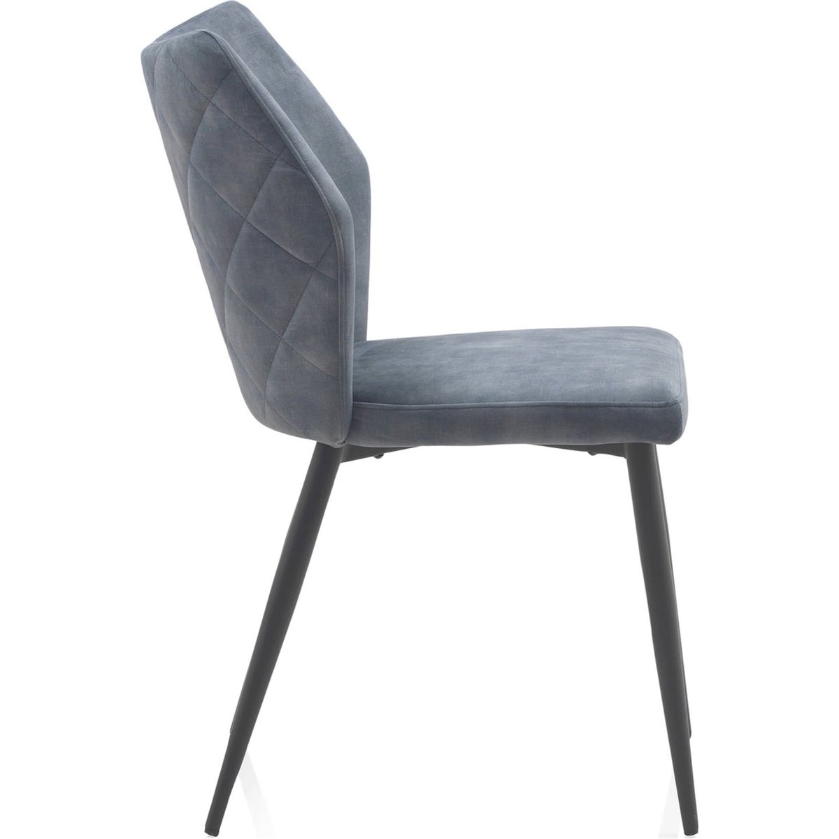 Chaise velours style moderne, Pieds métal bleu velours matelassé, RECOLLECTION