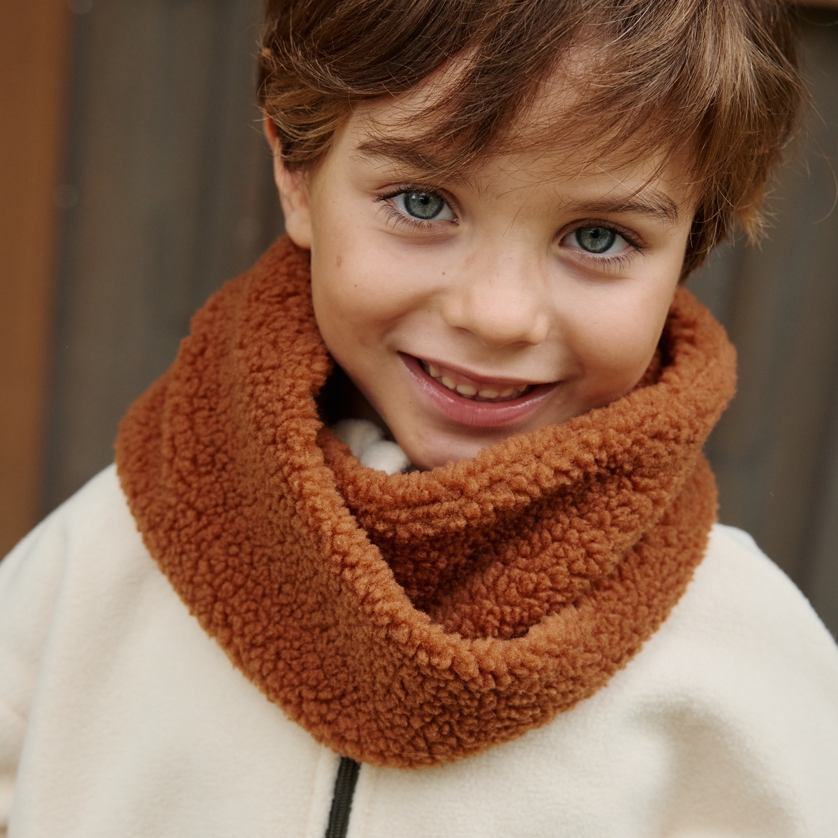 Cache cou enfant en sherpa Moka marron, PETIT BEGUIN