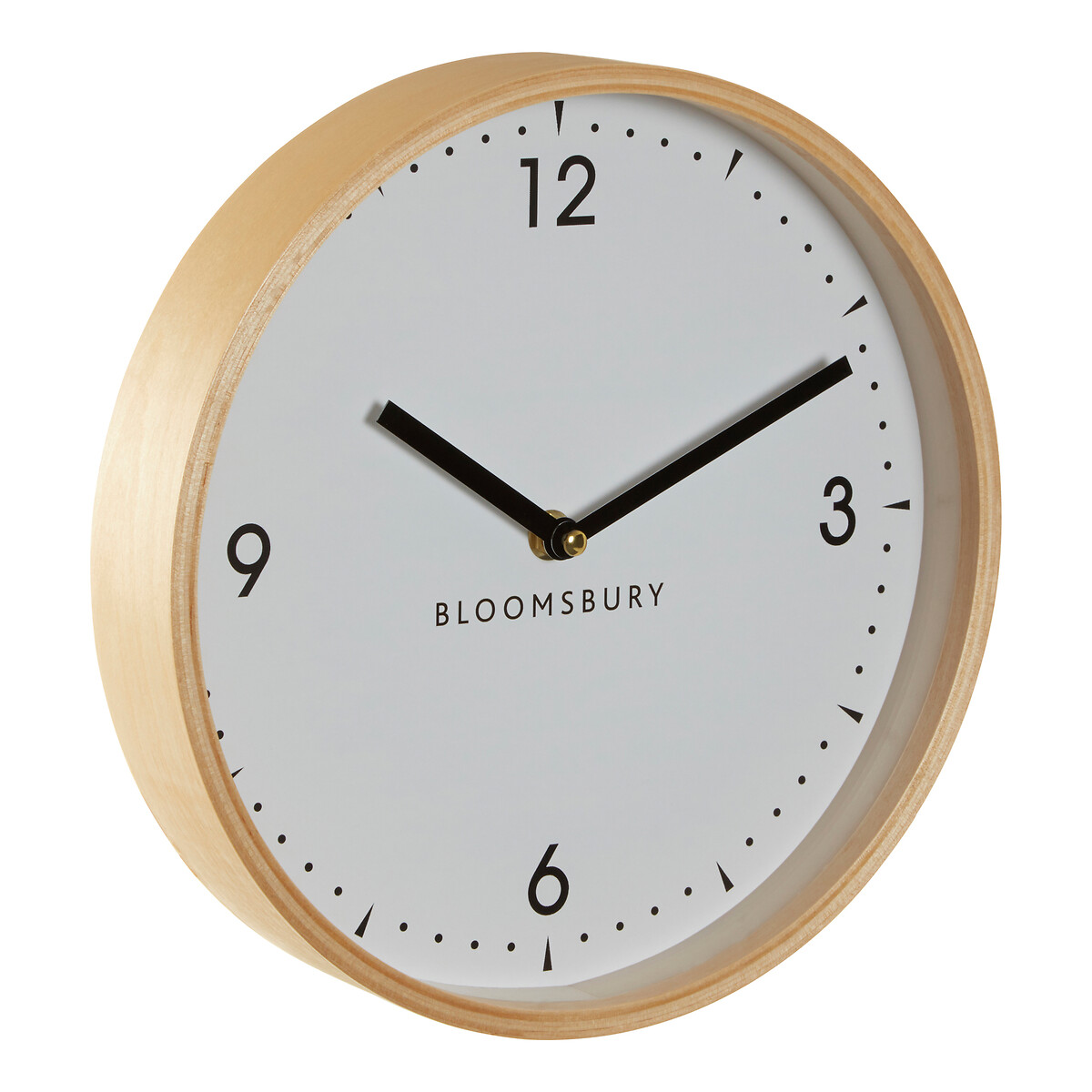 25cm Circular Natural Wood Wall Clock  white, SO'HOME