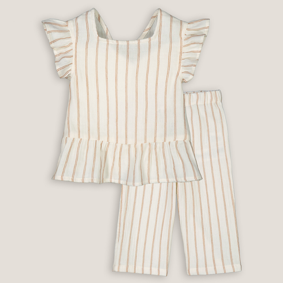 Ensemble 2 pièces blouse et pantalon rayé ecru, LA REDOUTE COLLECTIONS