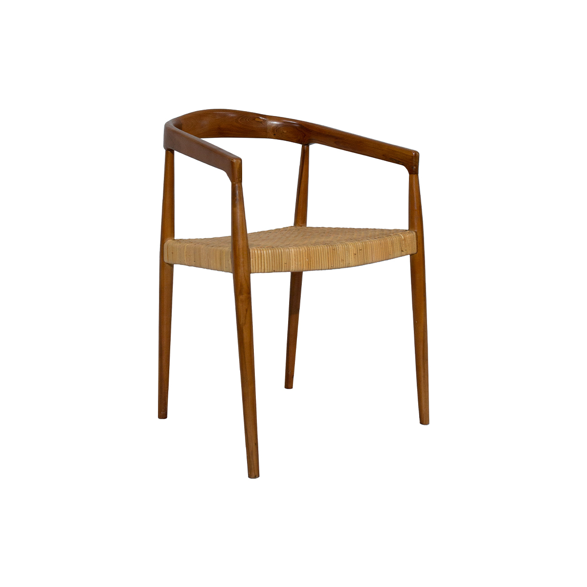 Chaise ethnique en bois teck massif et cannage rotin NEGARA marron, MILIBOO